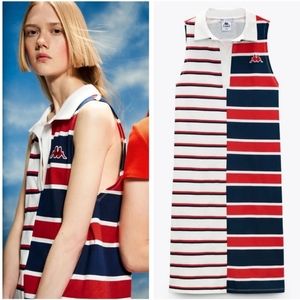 NWT Kappa x Zara Sleeveless Collared Striped Dress, Size M